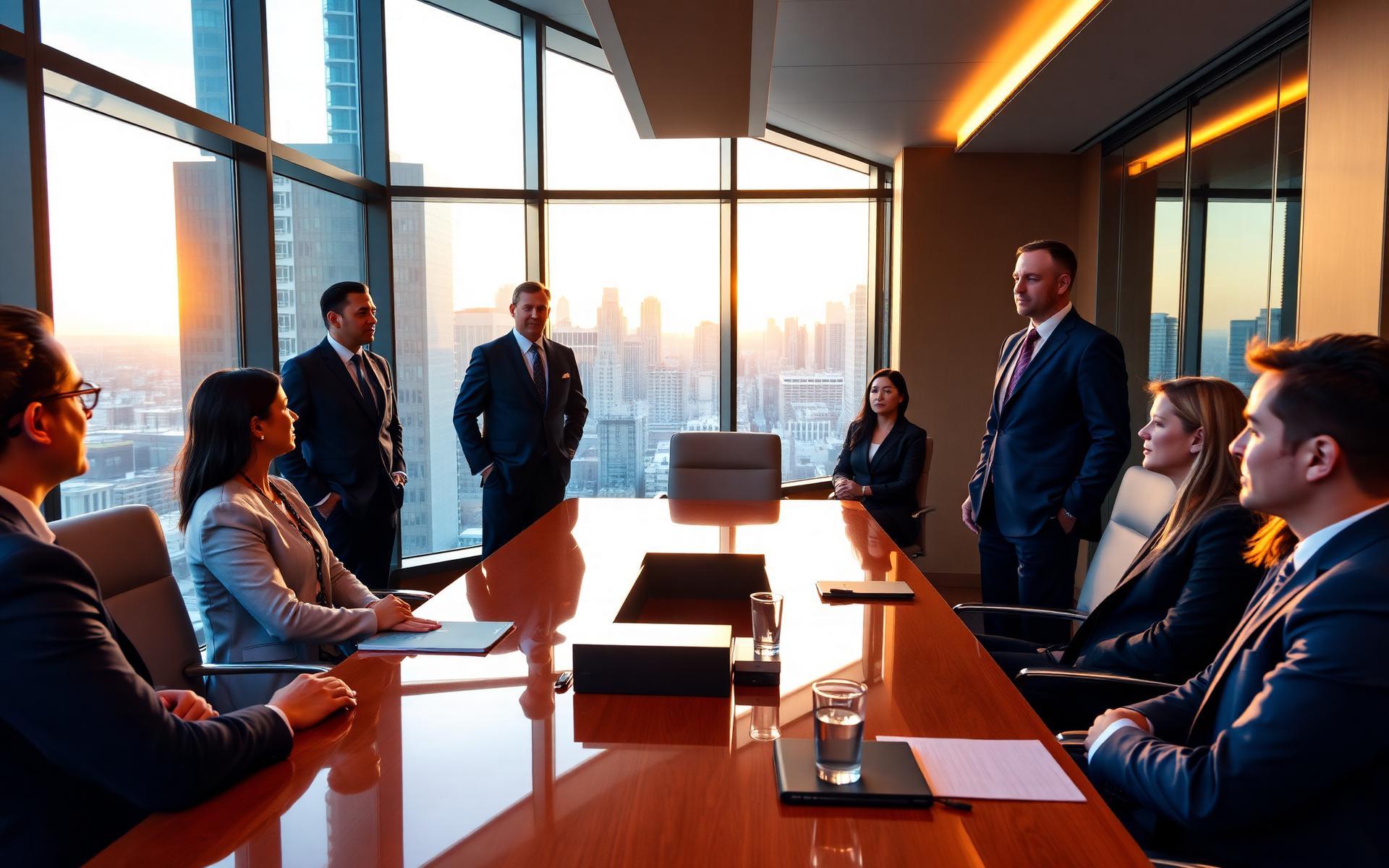 Executives meeting in a modern boardroom